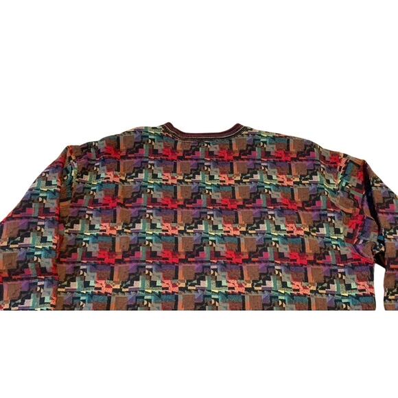 BARNES STORM Sweater Men Large Wool Blend Woven Wave Geometric Art Pattern Vntg - Picture 8 of 11